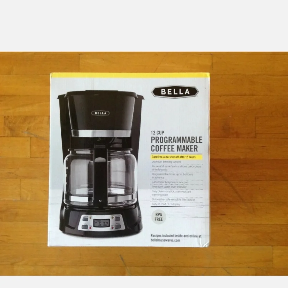 Stainless Steel 12-Cup Coffee Maker Programmable By Bella New